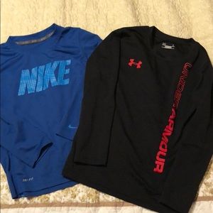 Nike & UA long sleeve shirts size 7